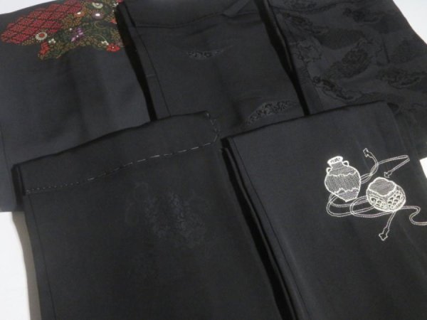 Photo11: NHGB01z14  Japanese Kimono Silk BLACK HAORI 25pcs FREE SHIPPING (11)