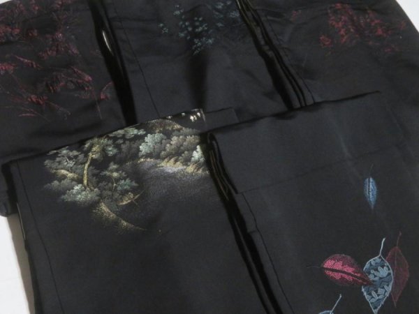 Photo2: NHGB02z14  Japanese Kimono Silk BLACK HAORI 25pcs FREE SHIPPING (2)