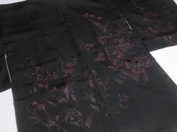 Photo3: NHGB02z14  Japanese Kimono Silk BLACK HAORI 25pcs FREE SHIPPING (3)
