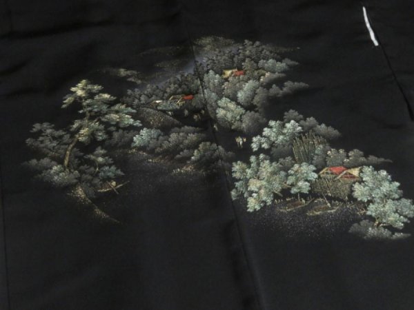 Photo5: NHGB02z14  Japanese Kimono Silk BLACK HAORI 25pcs FREE SHIPPING (5)