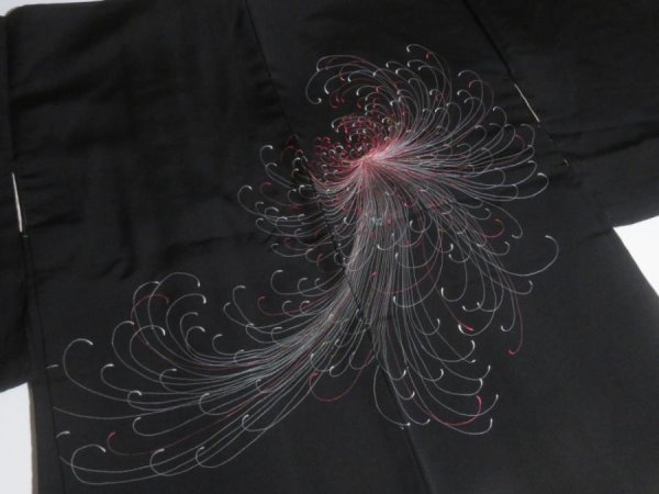 Photo8: NHGB02z14  Japanese Kimono Silk BLACK HAORI 25pcs FREE SHIPPING (8)