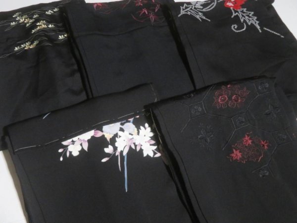 Photo9: NHGB02z14  Japanese Kimono Silk BLACK HAORI 25pcs FREE SHIPPING (9)