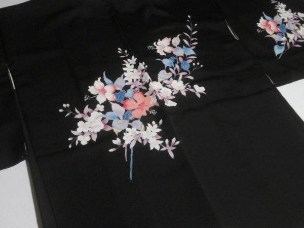 Photo10: NHGB02z14  Japanese Kimono Silk BLACK HAORI 25pcs FREE SHIPPING (10)