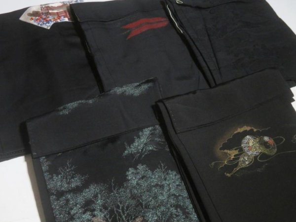 Photo2: NHGB03z14  Japanese Kimono Silk BLACK HAORI 25pcs FREE SHIPPING (2)