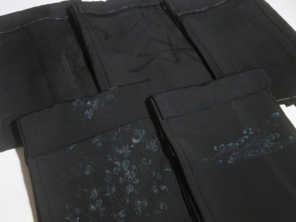 Photo5: NHGB03z14  Japanese Kimono Silk BLACK HAORI 25pcs FREE SHIPPING (5)