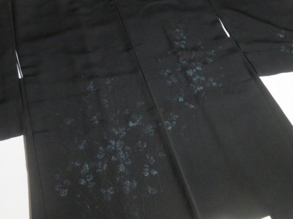 Photo6: NHGB03z14  Japanese Kimono Silk BLACK HAORI 25pcs FREE SHIPPING (6)