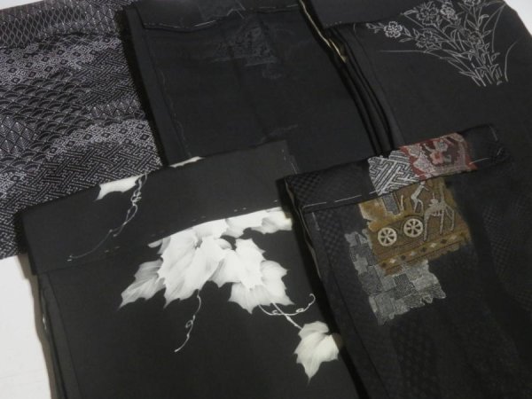 Photo7: NHGB03z14  Japanese Kimono Silk BLACK HAORI 25pcs FREE SHIPPING (7)