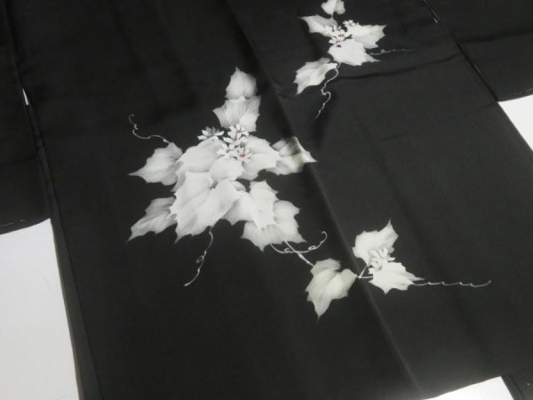 Photo9: NHGB03z14  Japanese Kimono Silk BLACK HAORI 25pcs FREE SHIPPING (9)