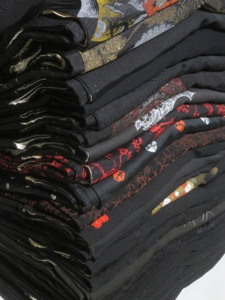Photo1: NHGB04z14  Japanese Kimono Silk BLACK HAORI 25pcs FREE SHIPPING (1)