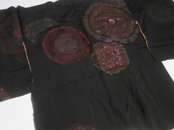 Photo7: NHGB04z14  Japanese Kimono Silk BLACK HAORI 25pcs FREE SHIPPING (7)