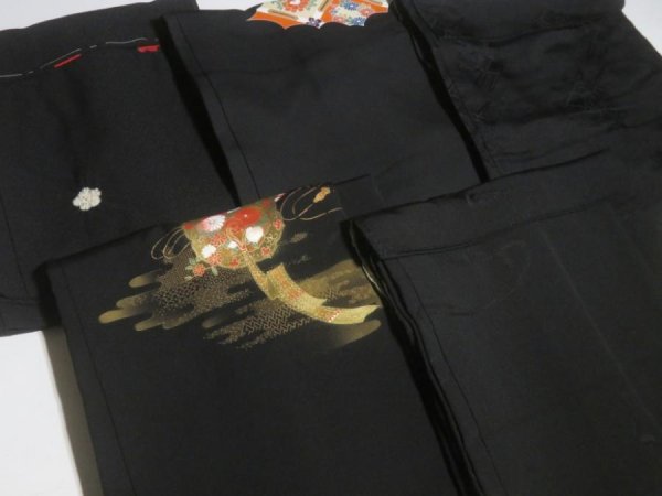 Photo9: NHGB04z14  Japanese Kimono Silk BLACK HAORI 25pcs FREE SHIPPING (9)