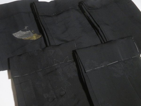 Photo11: NHGB04z14  Japanese Kimono Silk BLACK HAORI 25pcs FREE SHIPPING (11)