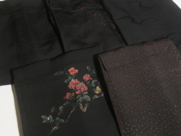 Photo5: NHGB05z14  Japanese Kimono Silk BLACK HAORI 25pcs FREE SHIPPING (5)