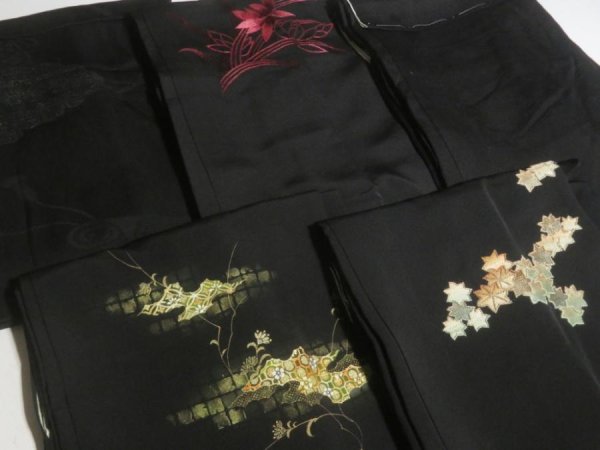 Photo11: NHGB05z14  Japanese Kimono Silk BLACK HAORI 25pcs FREE SHIPPING (11)