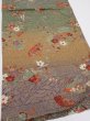 Photo2: 2C02z60  Japanese Kimono Silk  FABRIC Branch Dark green 40.9x14.8 (2)