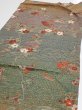 Photo3: 2C02z60  Japanese Kimono Silk  FABRIC Branch Dark green 40.9x14.8 (3)