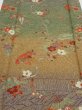 Photo1: 2C03z100  Japanese Kimono Silk  FABRIC Branch Dark green 67.3x14.8 (1)