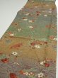 Photo3: 2C05z90  Japanese Kimono Silk  FABRIC Branch Dark green 66.5x15.0 (3)