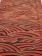 Photo1: 2C01z90  Japanese Kimono Silk  FABRIC Wave Orange-Red 62.6x14.6 (1)