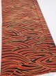 Photo2: 2C01z90  Japanese Kimono Silk  FABRIC Wave Orange-Red 62.6x14.6 (2)