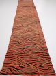Photo5: 2C01z90  Japanese Kimono Silk  FABRIC Wave Orange-Red 62.6x14.6 (5)