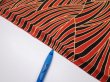 Photo6: 2C01z90  Japanese Kimono Silk  FABRIC Wave Orange-Red 62.6x14.6 (6)