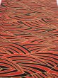 Photo1: 2C02z70  Japanese Kimono Silk  FABRIC Wave Orange-Red 48.4x14.4 (1)