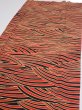 Photo3: 2C02z70  Japanese Kimono Silk  FABRIC Wave Orange-Red 48.4x14.4 (3)