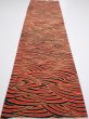 Photo5: 2C02z70  Japanese Kimono Silk  FABRIC Wave Orange-Red 48.4x14.4 (5)