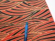 Photo6: 2C02z70  Japanese Kimono Silk  FABRIC Wave Orange-Red 48.4x14.4 (6)