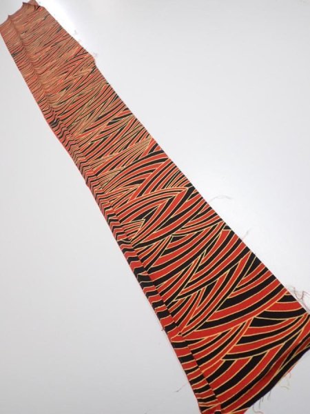 Photo5: 2C04z40  Japanese Kimono Silk  FABRIC Wave Orange-Red 58.3x7.5 (5)