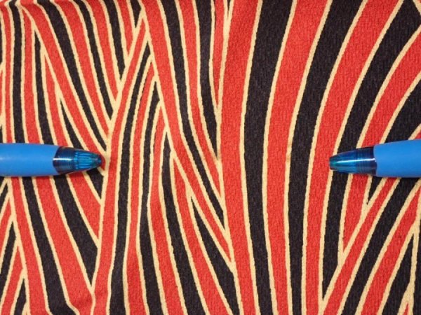 Photo6: 2C05z50  Japanese Kimono Silk  FABRIC Wave Orange-Red 67.7x6.7 (6)