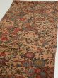 Photo3: 2C01z60  Japanese Kimono Silk  FABRIC Flowers Pink-Brown 40.9x14.8 (3)