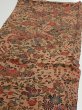 Photo3: 2C02z60  Japanese Kimono Silk  FABRIC Flowers Pink-Brown 40.6x14.8 (3)