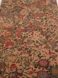 Photo1: 2C03z90  Japanese Kimono Silk  FABRIC Flowers Pink-Brown 66.9x14.8 (1)