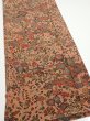 Photo2: 2C04z90  Japanese Kimono Silk  FABRIC Flowers Pink-Brown 67.7x14.8 (2)