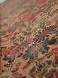 Photo4: 2C07z40  Japanese Kimono Silk  FABRIC Flowers Pink-Brown 61.0x7.3 (4)