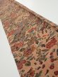 Photo2: 2C08z40  Japanese Kimono Silk  FABRIC Flowers Pink-Brown 60.6x7.3 (2)