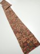 Photo5: 2C09z60  Japanese Kimono Silk  FABRIC Flowers Pink-Brown 84.6x7.1 (5)