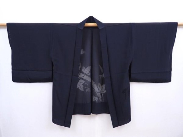 Photo5: 5910T01z300 Vintage Japanese Kimono Silk See through HAORI Bamboo Black (5)