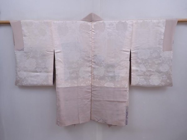 Photo7: 5910T02z550 Vintage Japanese Kimono Silk HAORI Chrysanthemum Ash pink (7)