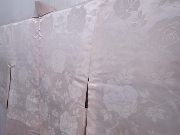 Photo8: 5910T02z550 Vintage Japanese Kimono Silk HAORI Chrysanthemum Ash pink (8)