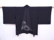 Photo1: 5910T03z310 Vintage Japanese Kimono Silk See through HAORI Black (1)