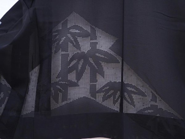 Photo3: 5910T03z310 Vintage Japanese Kimono Silk See through HAORI Black (3)