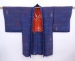Photo2: 5910T04z610 Antique Japanese Kimono Silk HAORI  Dark blue (2)