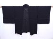 Photo1: 5910T05z250 Vintage Japanese Kimono Silk See through HAORI  Black (1)