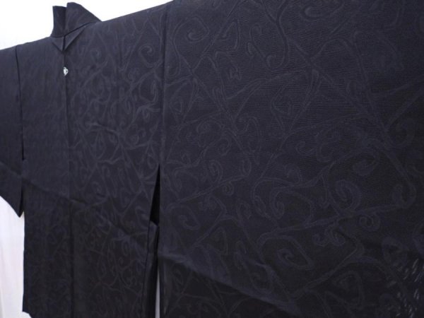 Photo2: 5910T05z250 Vintage Japanese Kimono Silk See through HAORI  Black (2)