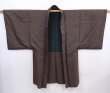 Photo1: 5910T06z410 Vintage Japanese Kimono Silk Men's HAORI  Brown-Gray (1)