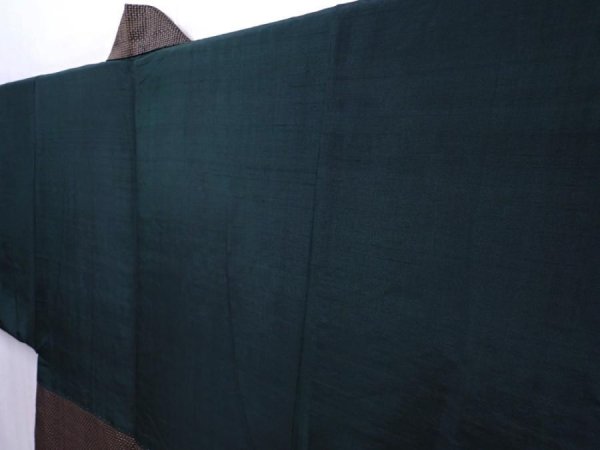 Photo3: 5910T06z410 Vintage Japanese Kimono Silk Men's HAORI  Brown-Gray (3)