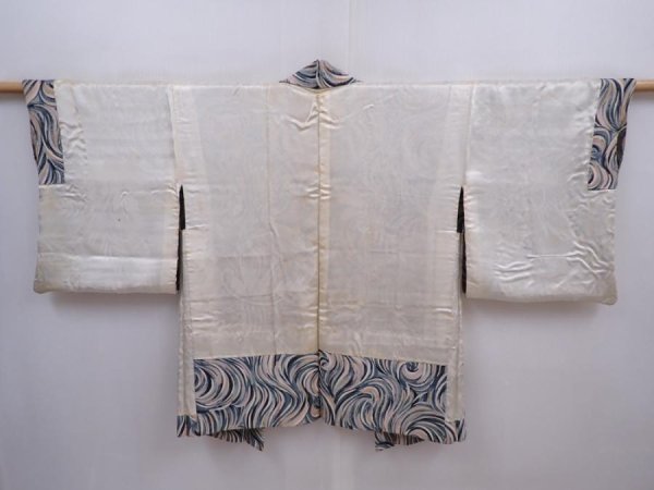 Photo8: 5910T09z520 Vintage Japanese Kimono Silk HAORI  Blue-Gray (8)